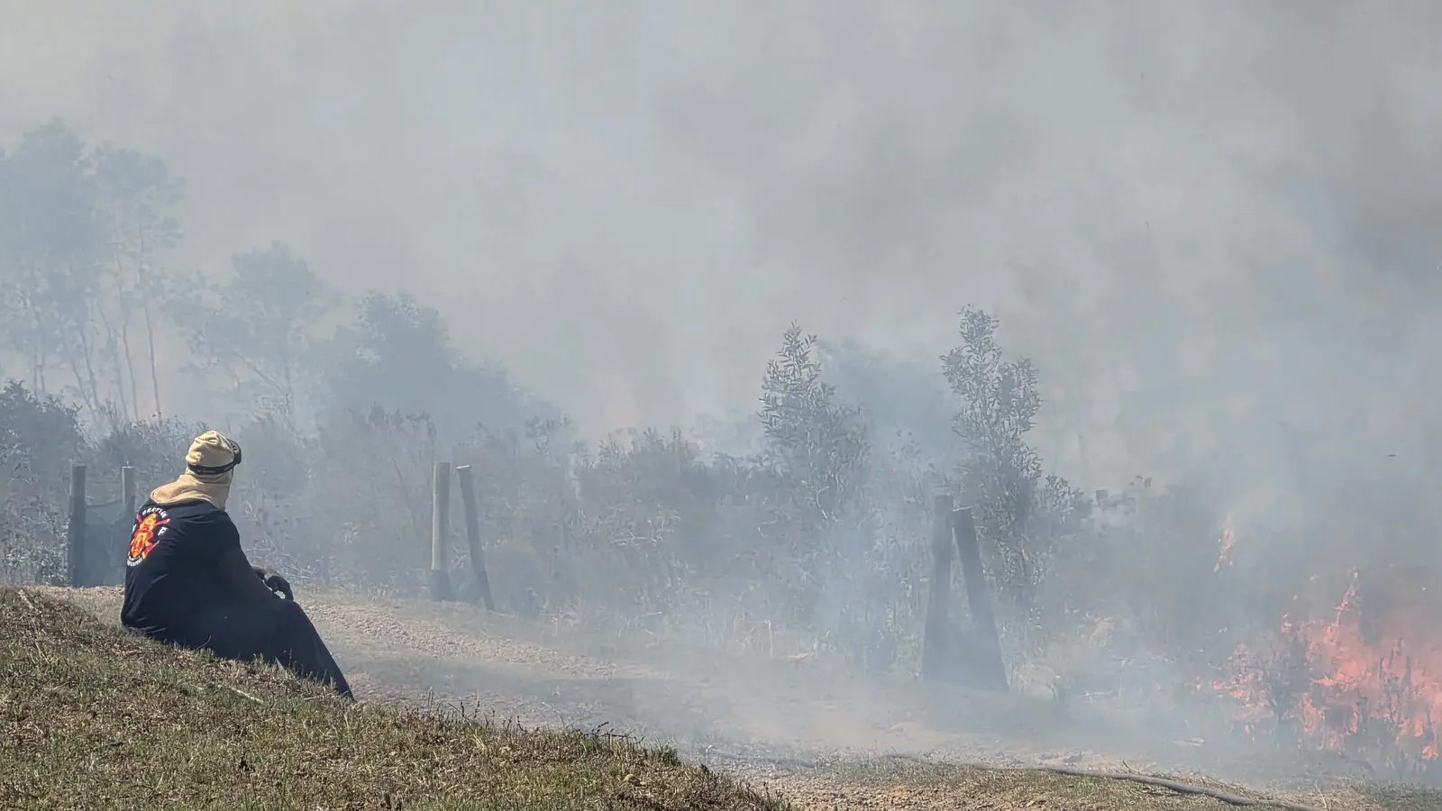GVF volunteer firefighter working in smoke