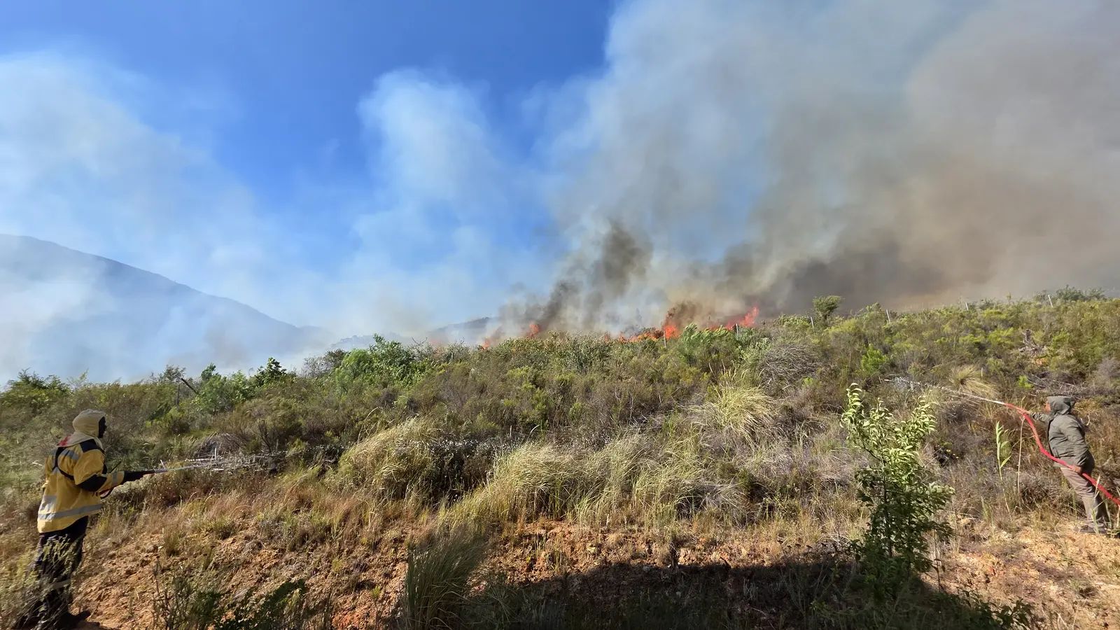 GVF crews responding to a hillside fire