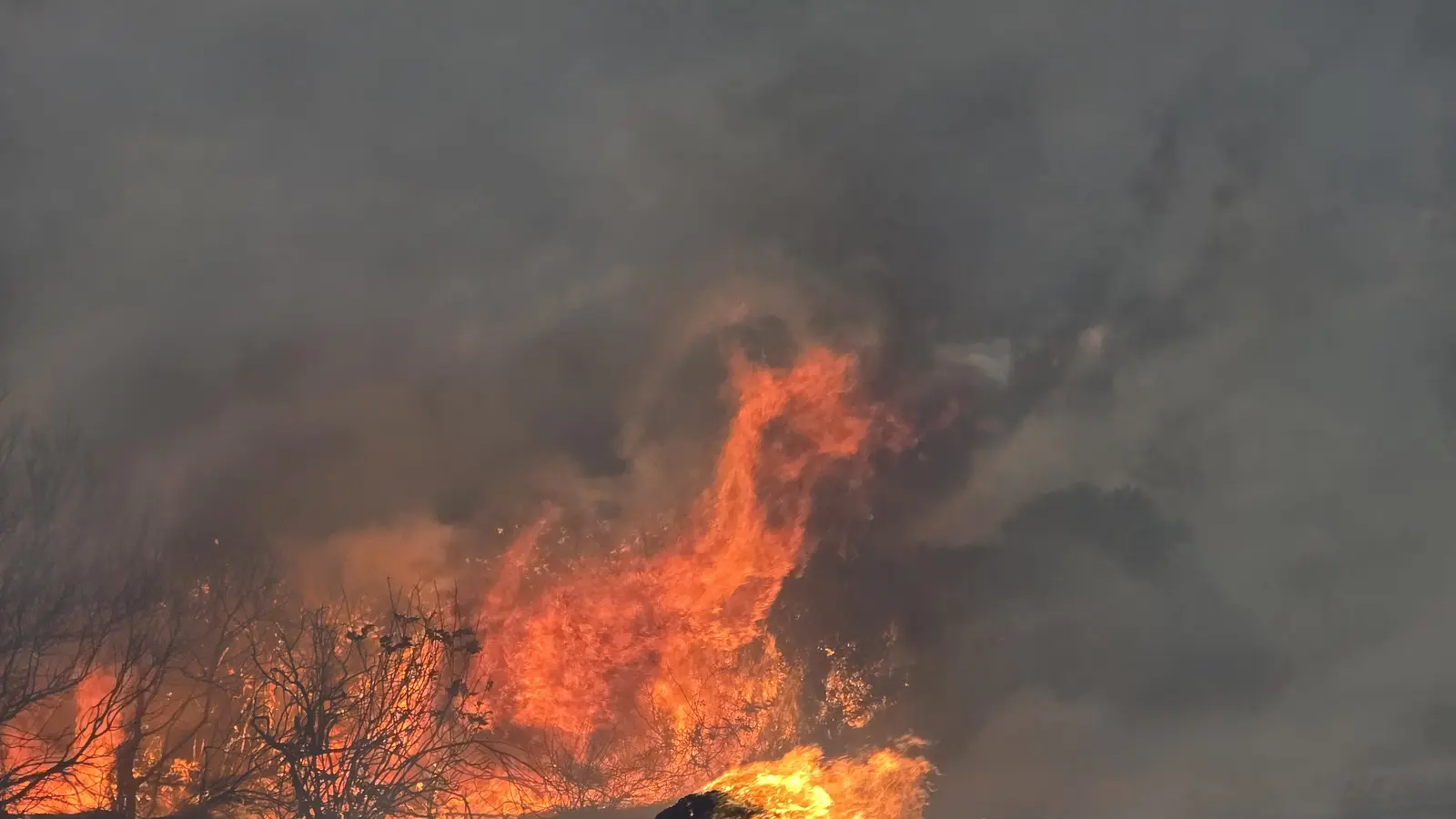 Close view of an active fire line